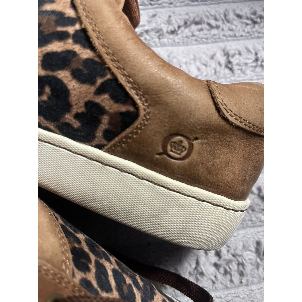 Born Leather Leopard Print Low Top Shoes Brown|White 10M Wm Comfort Tennis - Picture 6 of 11